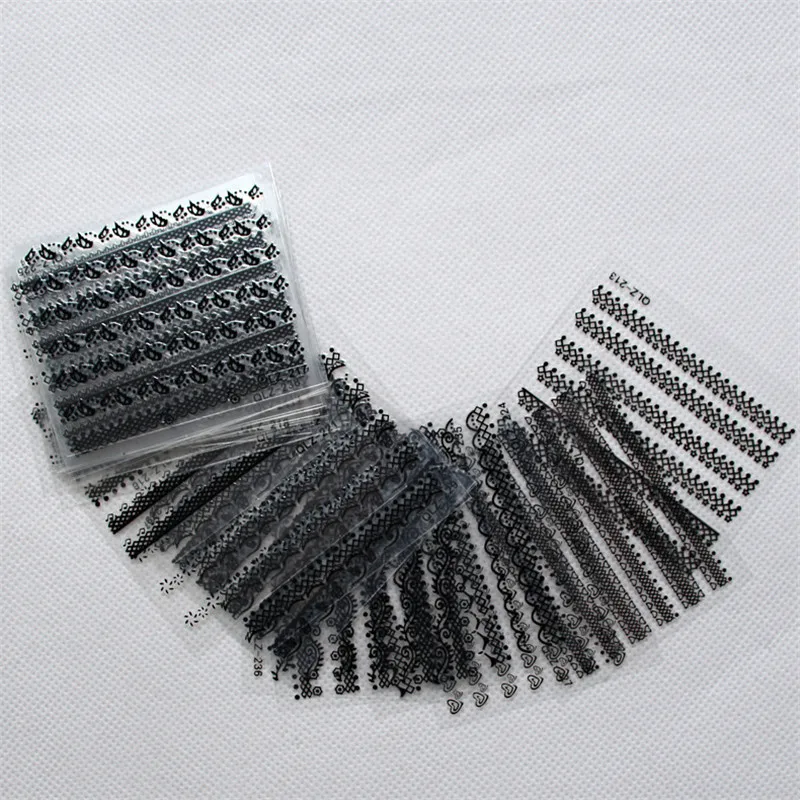 LNRRABC Горячие 30 листов/1 комплект популярные белые черные 3D маникюрные украшения для ногтей наклейки для ногтей кружево инструменты для ногтей кружева