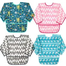 Детские вещи для кормления Водонепроницаемый нагрудники стильный многоразовые для маленьких девочек Слюнявчики с длинным рукавом слюнявчик для маленьких девочек одежда для кормления