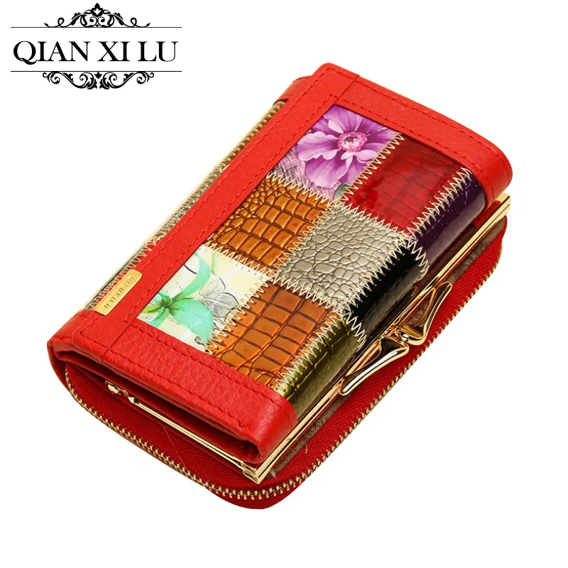 Brand high-end women's wallets multi-card bit purse plaid split leather women wallet #134