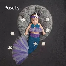 Комплект одежды без рукавов из 3 предметов для малышей, Костюм Русалки для фотосессии, бюстгальтер+ рыбий хвост+ головная повязка для новорожденных, Летний жилет