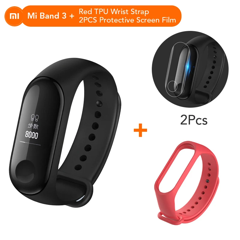 CN Add Red Strap Mi Band 3 NFC версия Xio mi монитор сердечного ритма умный спортивный браслет OLED mi band 3 Smartband многоцветные ремни - Цвет: CN Add Red Strap