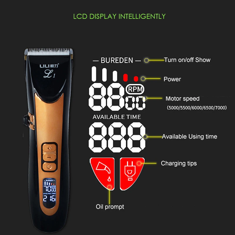 Najtaniej LILI marka profesjonalna maszynka do włosów szybkie ładowanie trymery do włosów mężczyźni elektryczne ścinanie włosów maszyna strzyżenie cutter dla fryzjera