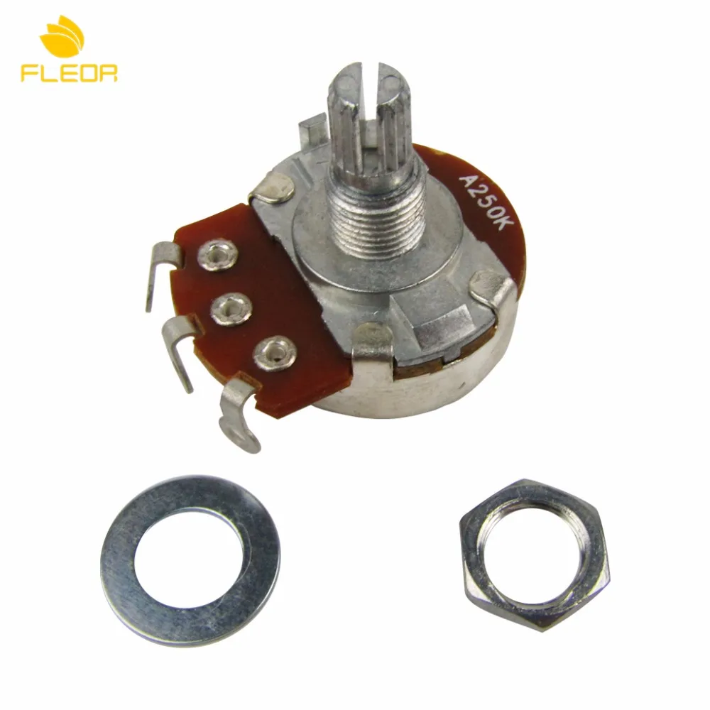 FLEOR 10pcs A250K Full Size Bass Guitar Pots Potentiometer Short Split