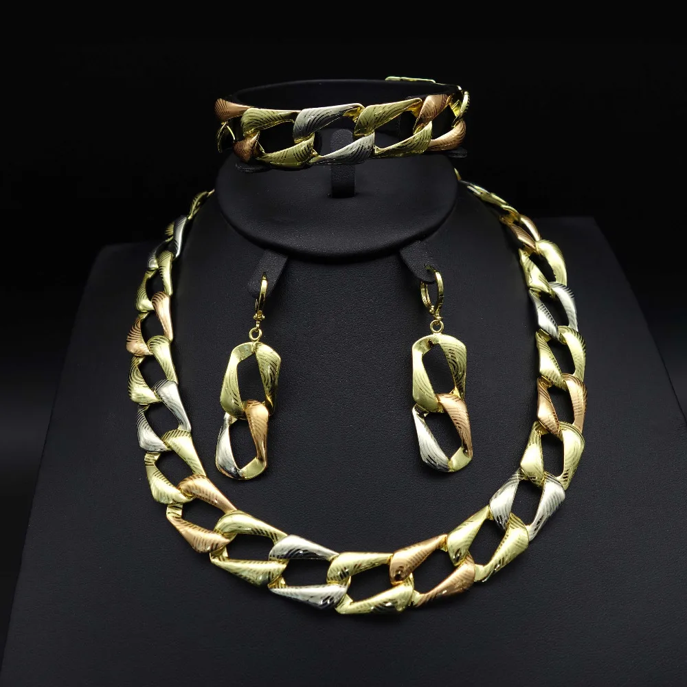 

Fashion Runway Show Floating Earring Tie Necklace Set High Fashion Brand Jewelry Set Italy 750 3 Color Gold