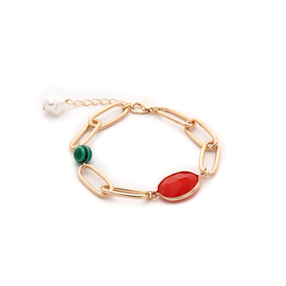 

Vintage Baroque Stone Charm Pearl Tennis Bracelet For Women 2019 Charm Bracelet Femme Top Quality Hand Chain Bijoux