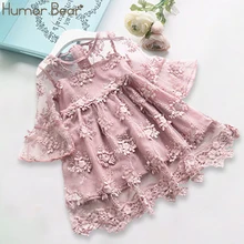 Humor Bear/Летняя одежда для девочек; Детские платья; кружевное платье с цветочным рисунком для девочек; вечерние платья для маленьких девочек на свадьбу; детское платье принцессы для девочек