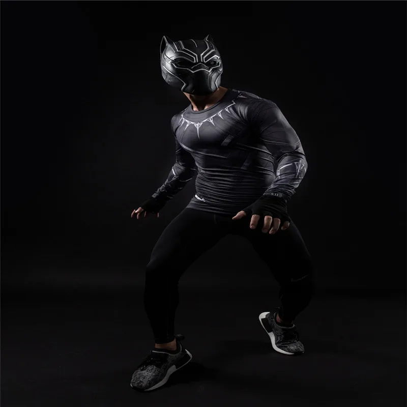Черная пантера 3D печатные футболки Мужская компрессионная рубашка Капитан