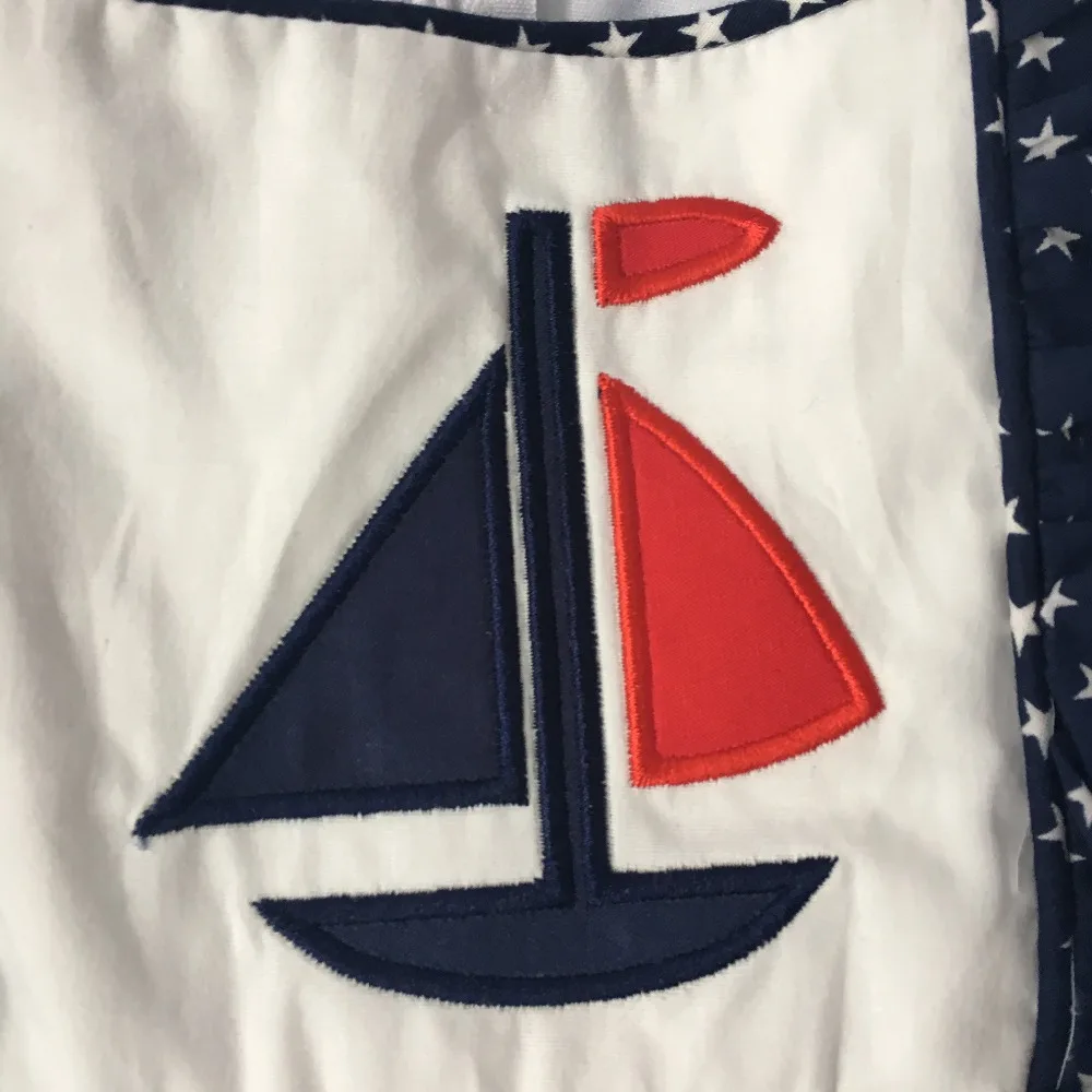 Puresun Baby Girl Summer Clothing 4th of July Dress With Sailboat Applique Dress Children Girls Independence Boutique Dress