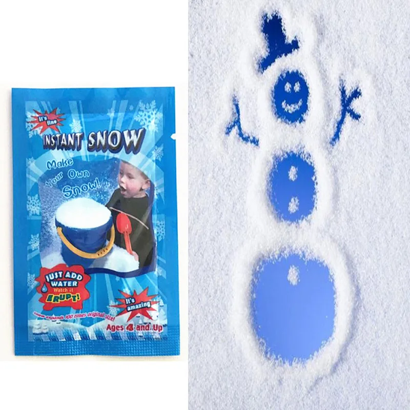 10pcs/lots White Frozen Snow Christmas Wedding Fake Magic Instant Snow Fluffy Super Absorbant Winter Decorations Party Navidad