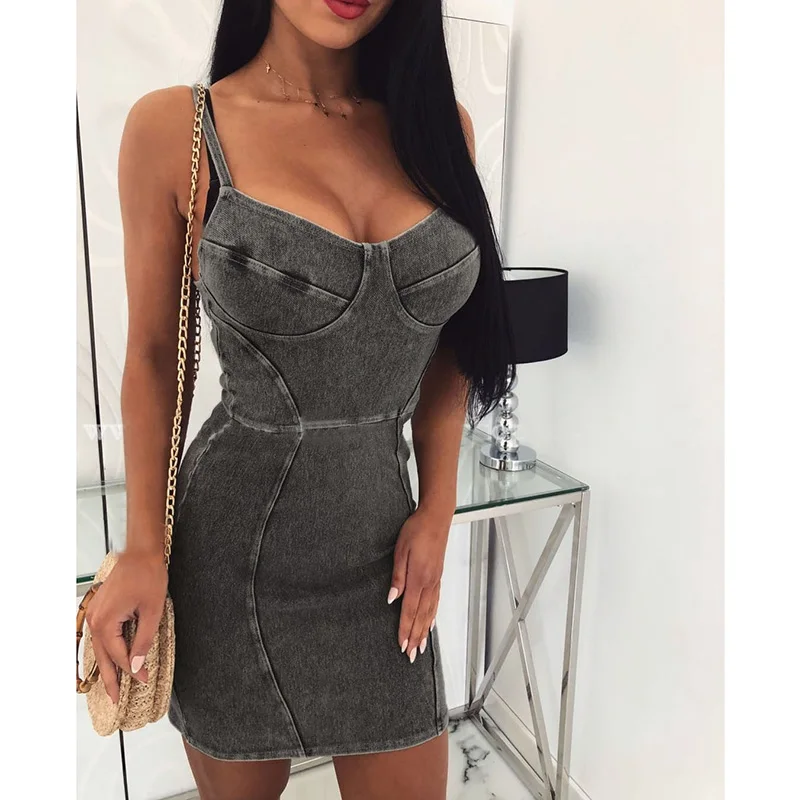 black denim bodycon dress