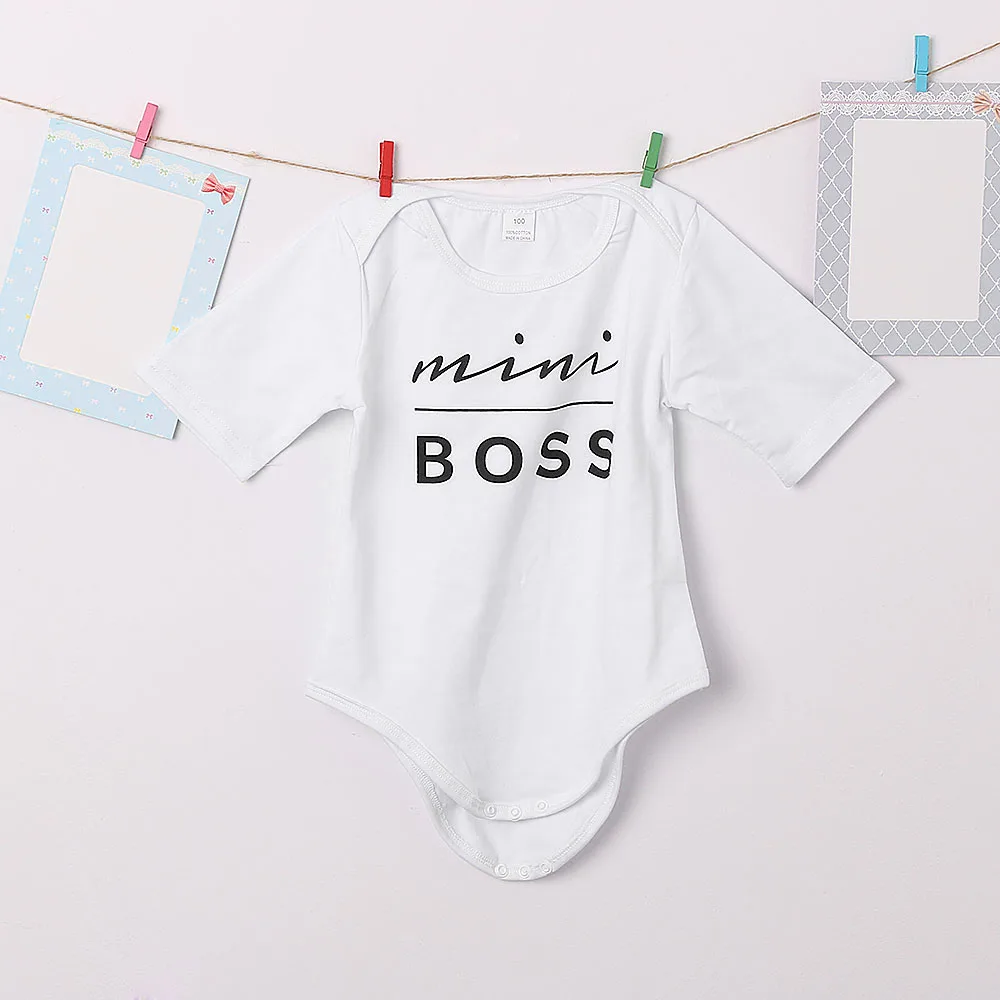 

2019 New Summer Fashion 0-18 Month Baby Bodysuit Newborn Girl Boy Soft Cotton Short Sleeve Mini Boss Letter Print Body Jumpsuit