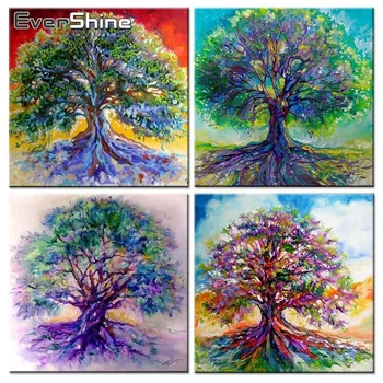 

EverShine 5D DIY Diamond Painting Scenery Full Round Pictures Of Rhinestones Diamond Embroidery Tree Rhinestone Home Decoration
