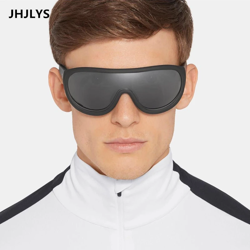 JHJLYS 2019 oversized fashion one-piece oval sunglasses ladies Polaroid brand catwalk windproof sun glasses multicolor black red