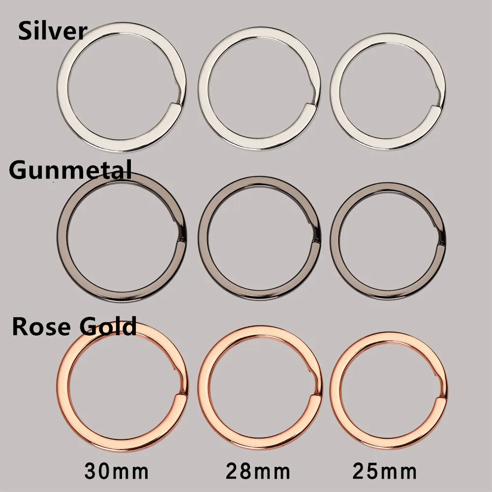 10 шт./лот, 25 мм, 28 мм, 30 мм, многофункциональное кольцо для ключей из нержавеющей стали, Круглый раздельный брелок с родиевым покрытием