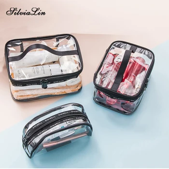 

Waterproof Transparent PVC Bath Cosmetic Bag Women Make Up Case Travel Zipper Makeup Beauty Wash Organizer Toiletry Storage Kit