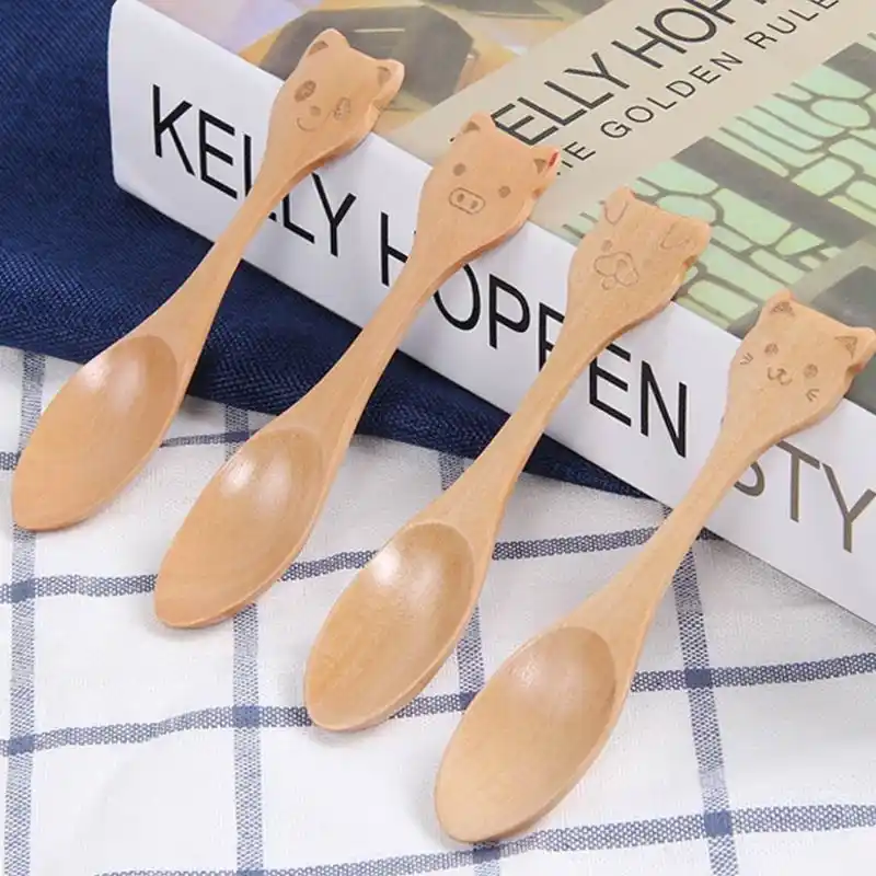 Детская деревянная рисунками из мультфильмов столовая посуда ложка Вилка Нож