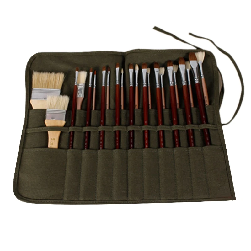 Fırça Çantası Sanatçı Suluboya Beraberlik Kalem Yağlı Boya Roll Up Tuval Kılıfları Tutucu Kılıfı JUL 19B|Pencil Bags| - AliExpress
