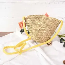 Weaven/Летняя женская Соломенная мессенджер, мини-пляжная сумка, Маленькая детская сумка на плечо, сумка женская сумочка