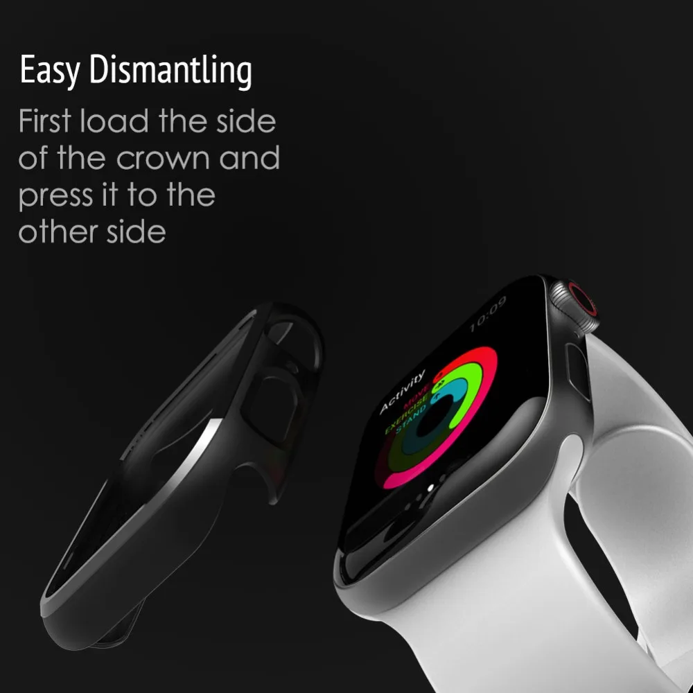 Бампер для apple watch series 1 2 3 4 5 PC чехол тонкий iWatch тонкая защитная пластиковая черная