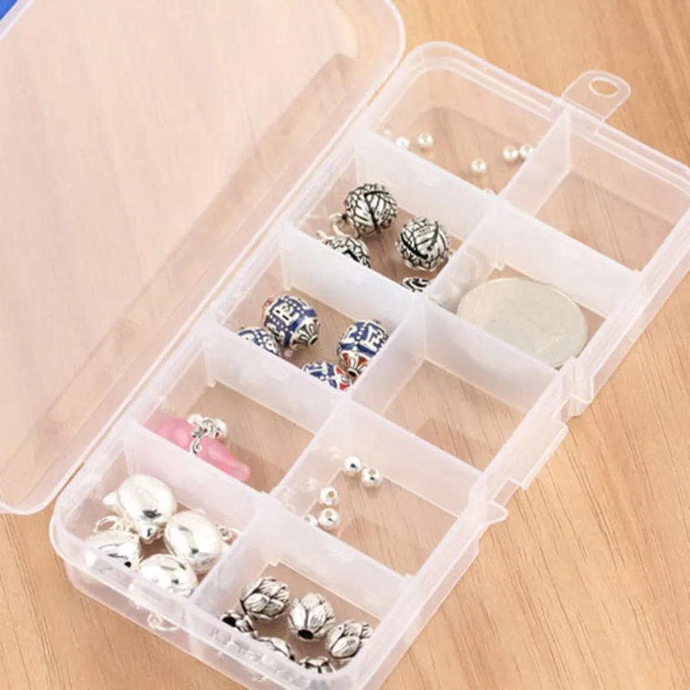 1PC 10 Grid Compartment Transparent Medicine Box Jewellery packing