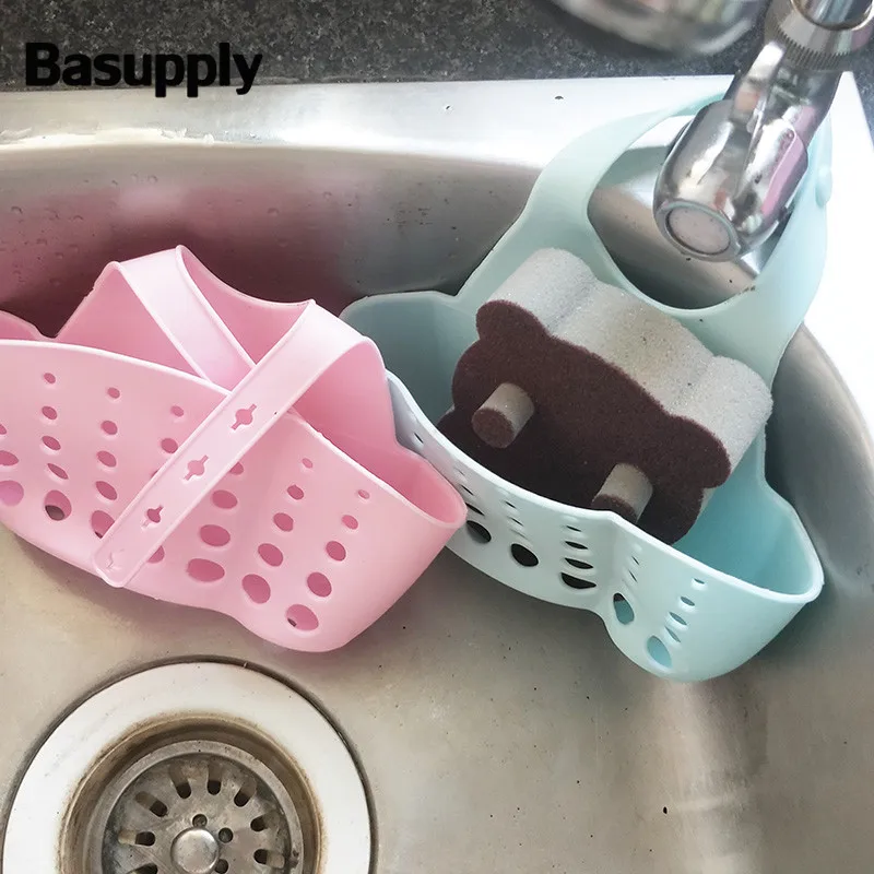 

Basupply 1Pc Portable Adjustable Hanging Drain Basket Storage Gadget Sponge Sink Holder Sink Rack Kitchen Bathroom Accessories