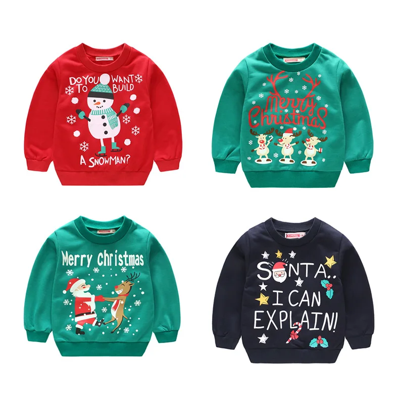 

2019 Christmas Children's Sweatshirts Cute Printing Christmas Warm Kids Hoodies Girls Pullover Boys Sweatshirts Kids Clothes