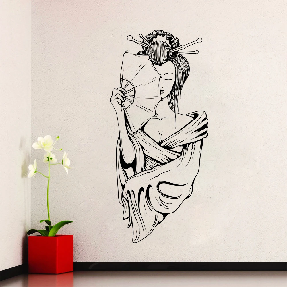 Японская женская Наклейка на стену художественная Настенная Наклейка в виде портрета домашний интерьер дизайн украшения Съемный виниловый плакат для стены AY1062