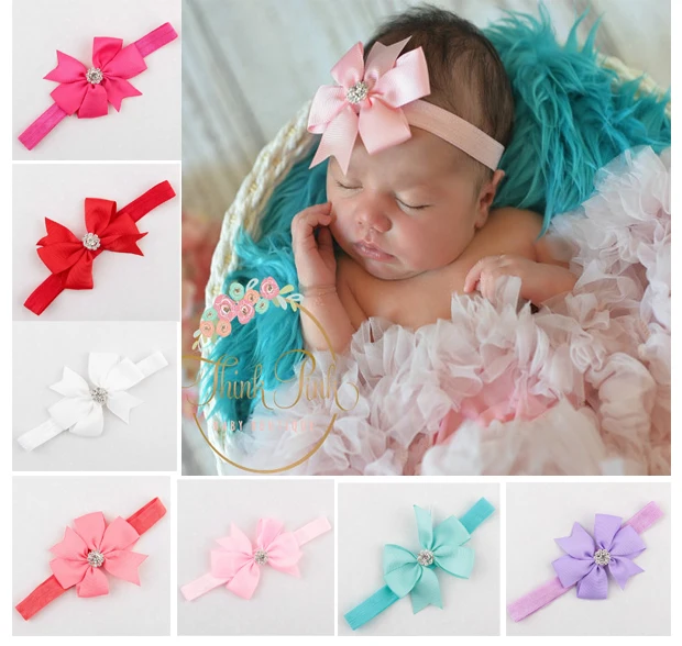 

wholesale 100ps/lot girls Bow Rhinestone Headband Hair Bowknot Headbands kids girlHair Accessories free shipping
