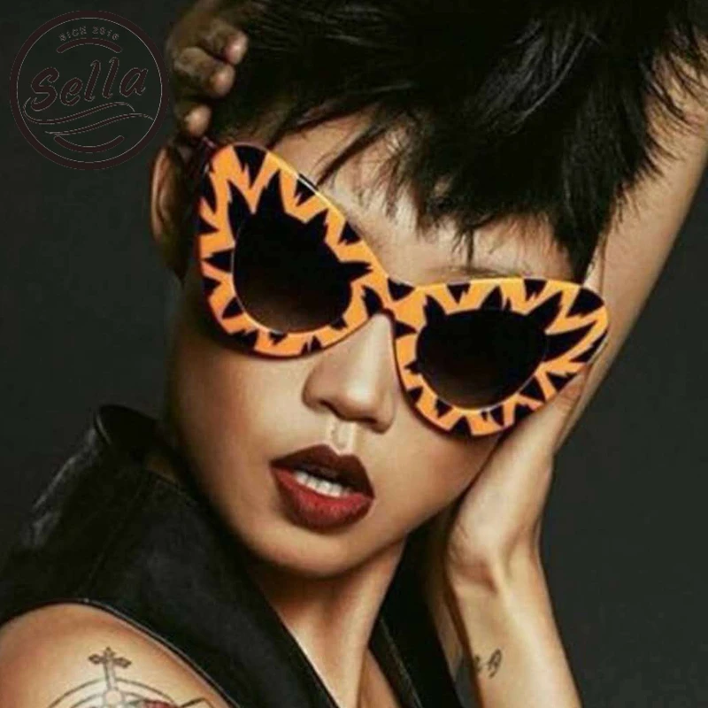 

Sella 2018 New European Style Women Oversized Cateye Sunglasses Popular Thick Colorful Frame Retro Butterfly Sun Glasses UV400