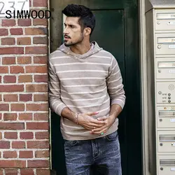SIMWOOD бренд свитер новый 2019 весна зима полосатый с капюшоном для мужчин Slim Fit Хлопок Плюс размеры трикотажные пуловеры для женщин MT017032