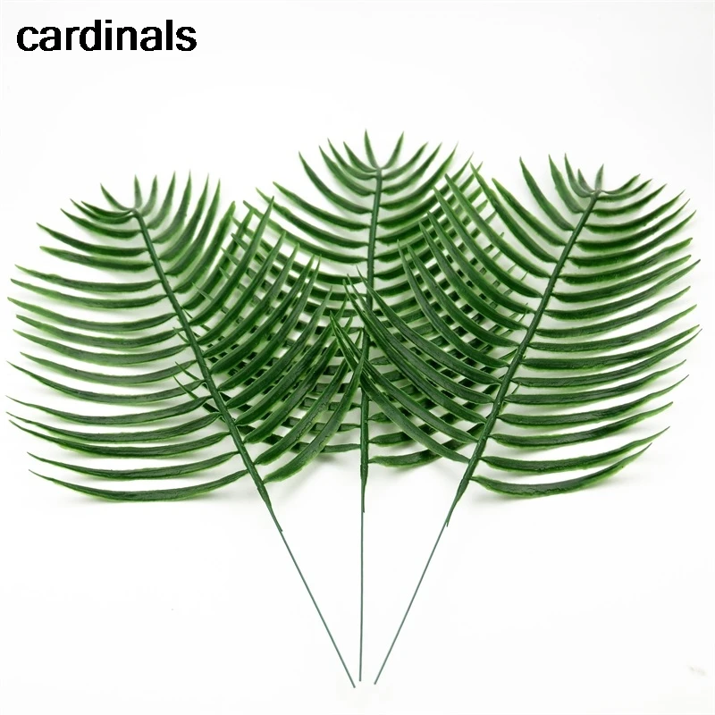 2pcs Large Plastic Artificial Green Leaf Tropical Palm Foliage Leaves