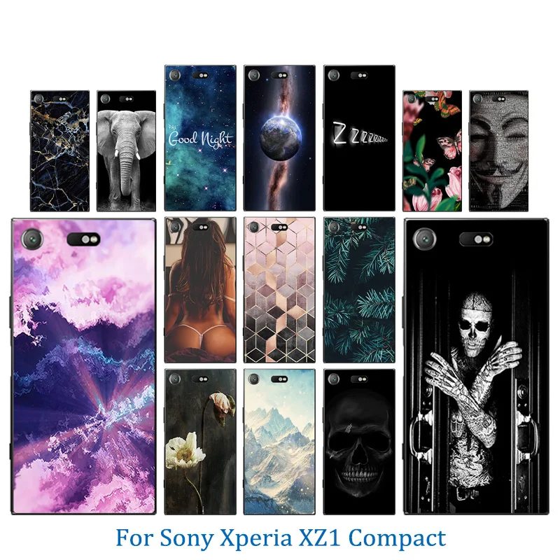 

For Sony Xperia XZ1 Compact Phone Case Silicon Hook Pattern For Xperia XZ1 Compact Luxury Slim Funda for XZ1 Compact Back Cover