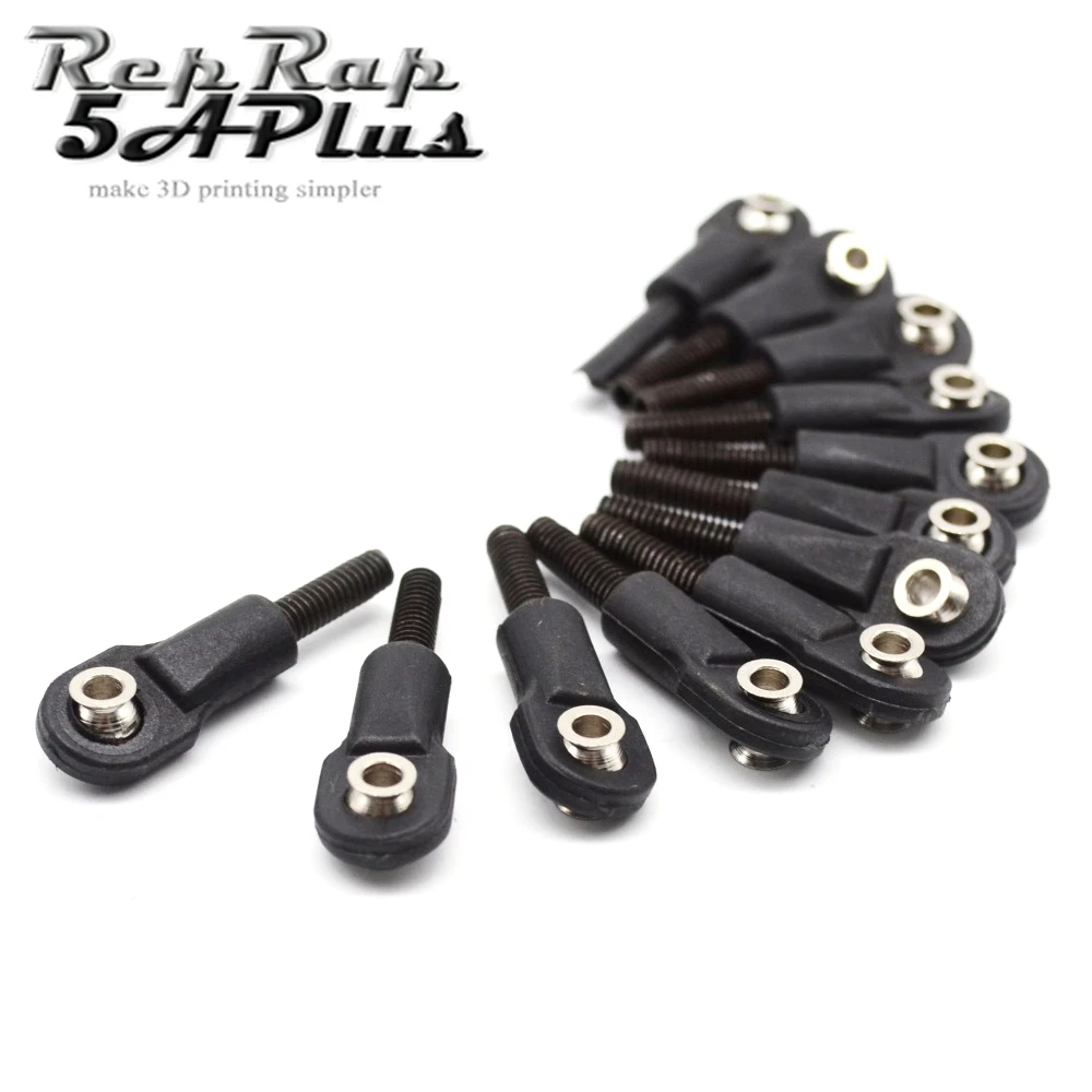 

12PCS Ball Head Holder Tie Rod End 3mm Hole M4 Thread for 3D Printer Kossel Detal Carbon Rod Kit / K800 Diagonal Push Rods