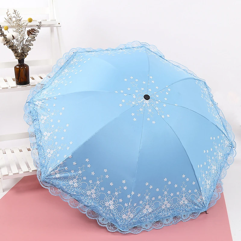 

Sun Protection Lace Umbrella Ladies Women Adult Parasol Small Fold Umbrellas Windproof Waterproof Girl Outdoor Travel Sunshade