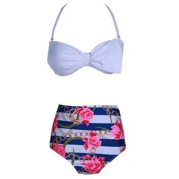 

In 2018, the high waist waist neck was gathered in bikini, rose swimsuit, lady swimsuit, bikini, Europe and America.