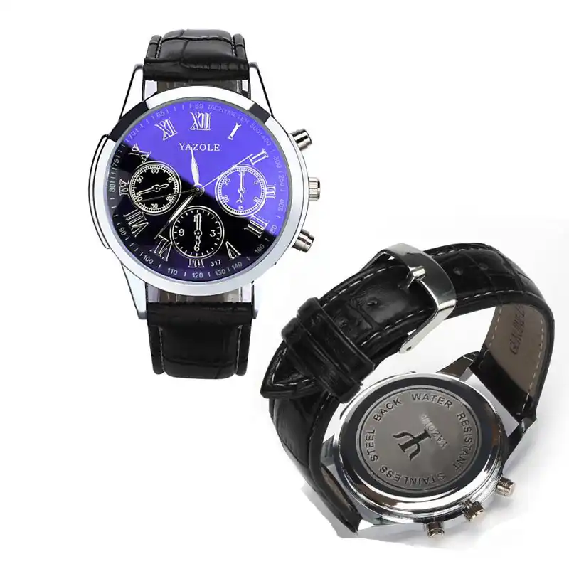fashion faux leather mens analog quarts watches blue ray men wrist watch 2018 mens watches top brand luxury casual watch clock