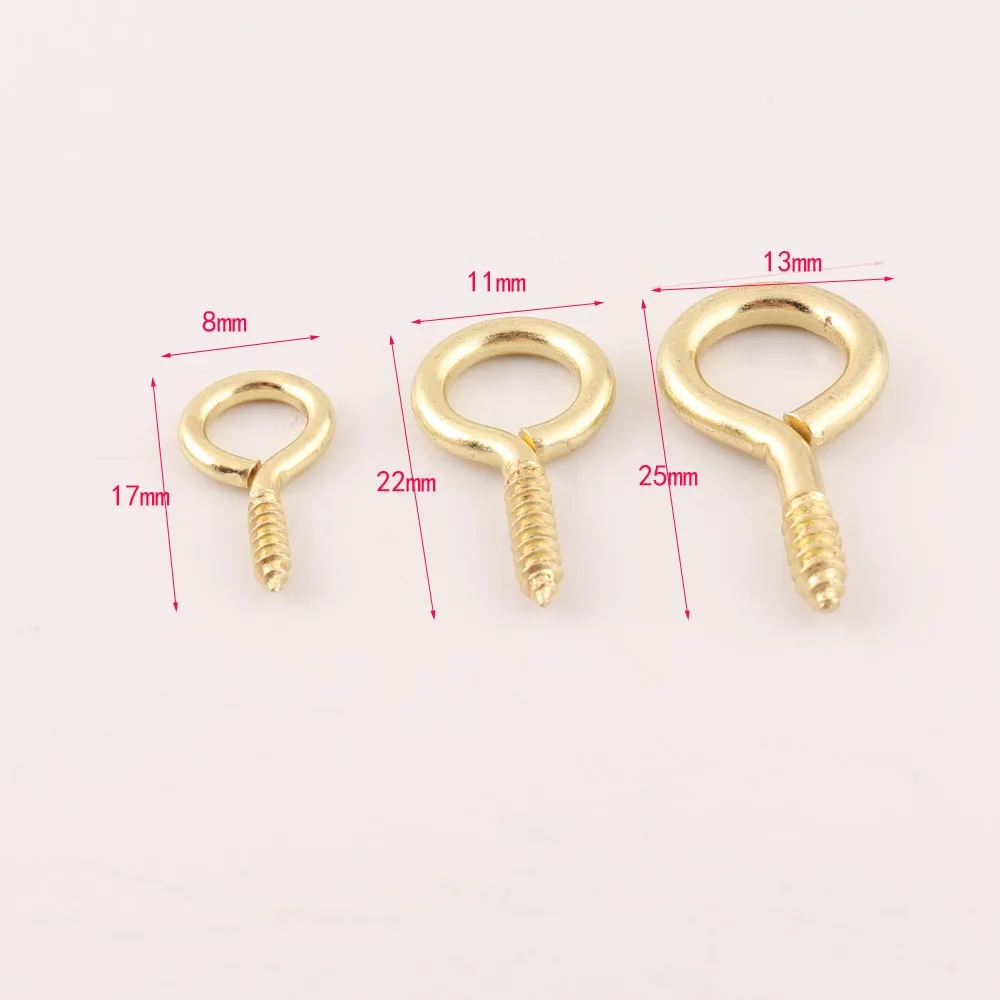 

50PCS 17/22/25mm Gold Color metal Threaded Eye Screw Eyes Nail Screw For Beaded Pendant Jewelry Making