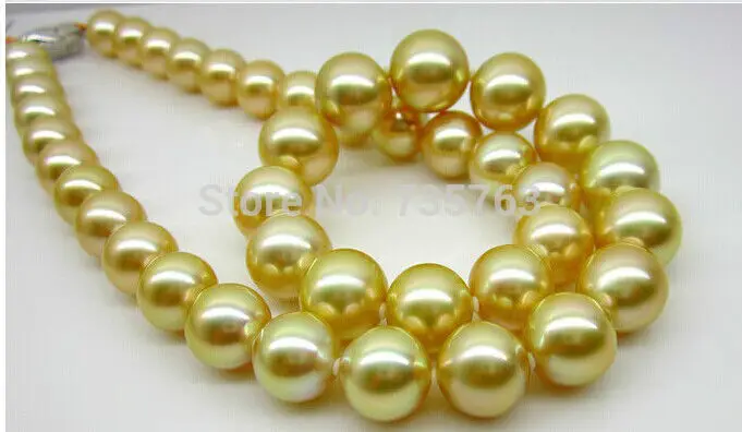 

xiuli 0015231 elegant 11-12mm south sea gold pearl necklace18inch 14KGP