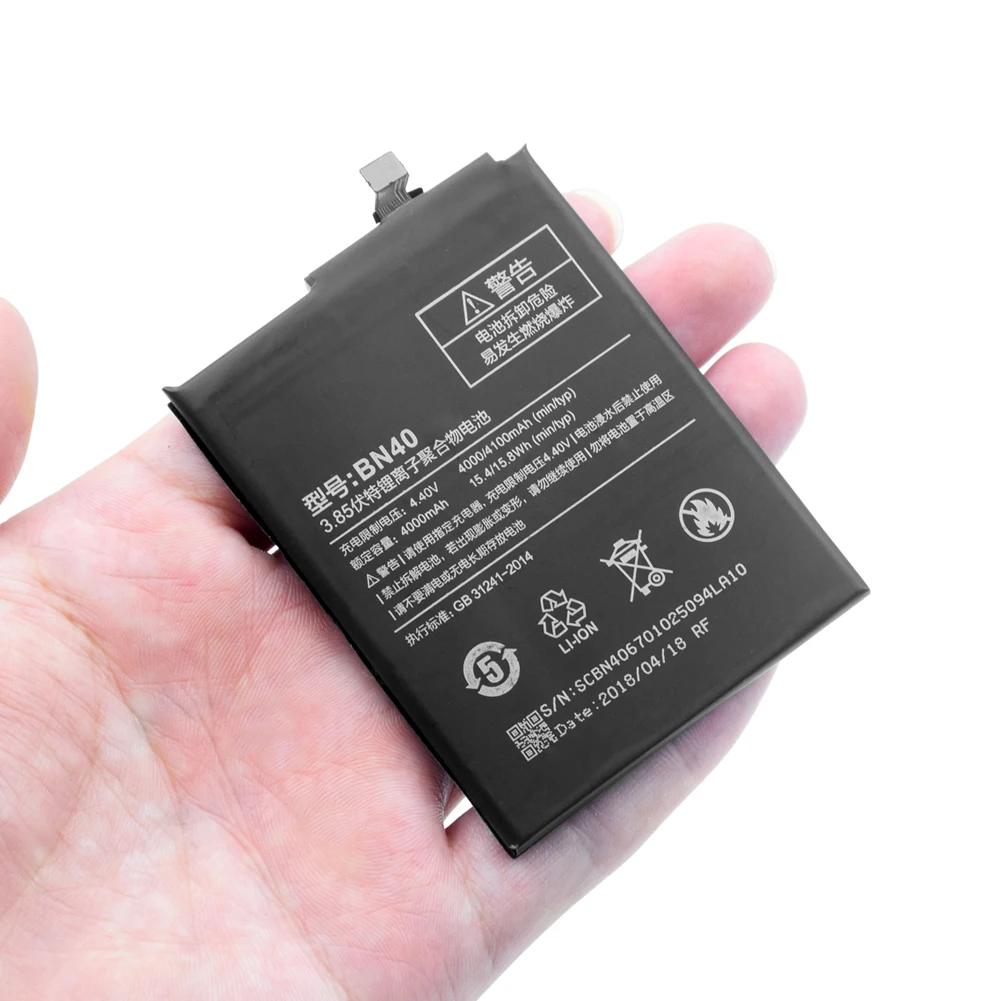 Аккумулятор для телефона 3,85 V 4000/4100mAh BN40 BN 40 литий-ионная аккумуляторная батарея для Xiaomi Redmi 4 Pro
