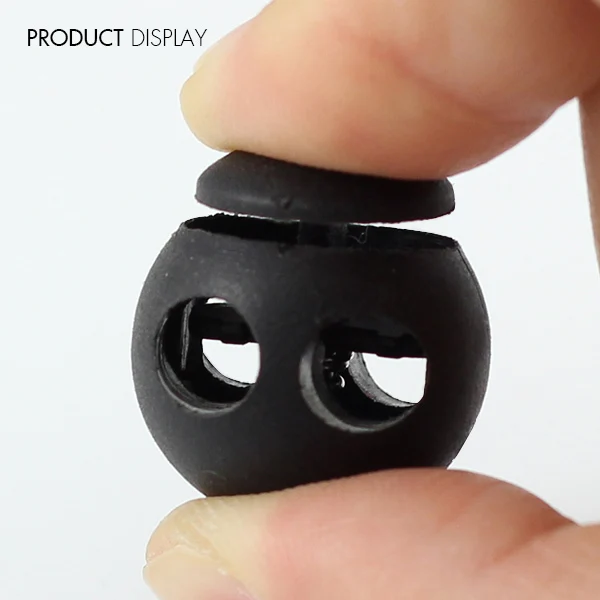 100 Black Plastic Round Stopper Toggle Buckle Rope Clamp Cord Locks