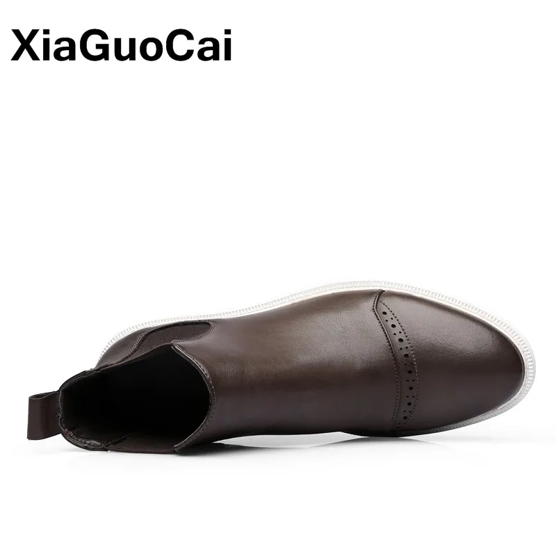 Boots Altura Botas Chelsea Increased Couro grey Crescente Ankle Increased Genuíno Slip Primavera Femininos Top black Alta on Sapatos Homens Outono Black Masculino Moda brown grey brown Mn De Increased Antiderrapante wHqz8FnI