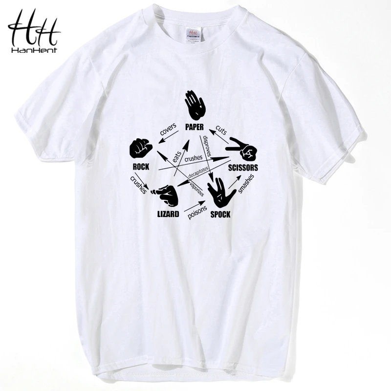 

Hanhent The Big Bang Theory Men T Shirt Rock Paper Scissors Lizard Spock Sheldon Cooper Tops Short Sleeve Crossfit T-shirt
