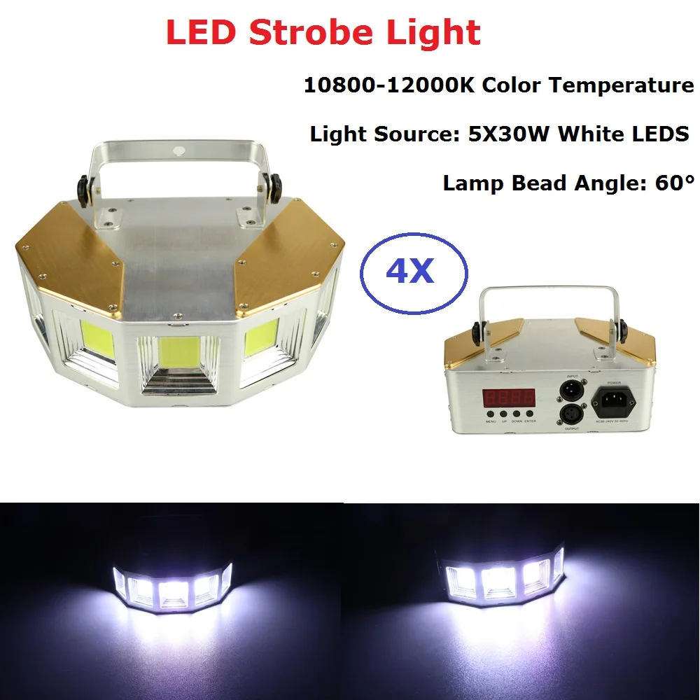 

5X30W White Color LED Strobe Lights Disco DJ Party Holiday Christmas Music Club Sound Activated Flashlight Stage Lighting Effect
