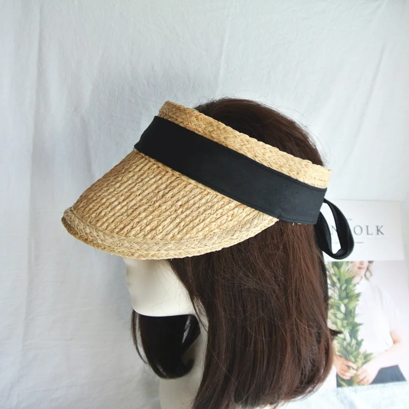 2019 Новые горячие модные тени соломенные из пальмового волокна Пустой Топ пляжные шляпы женские летние лук солнцезащитный крем складной