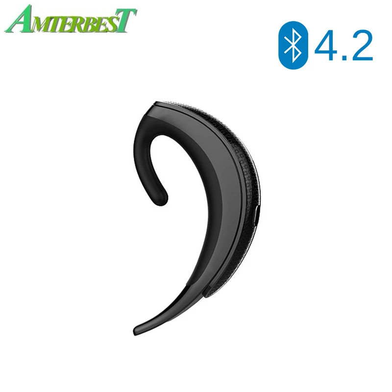 

AMTERBEST Q12 Wireless Bluetooth 4.2 Earphone Single Over Ear Headset with Mic Handfree Business Meeting Driving Call Earphone