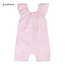 Милые детские комбинезоны с оборками и рукавами для новорожденных; Одежда для маленьких девочек; цельный розовый летний комплект одежды для девочек