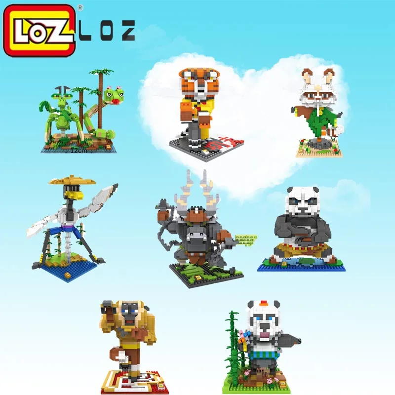 

LOZ 2017 New Arrive Panda Po Kawaii Cartoon Plastic Cube building Blocks toys action figures educational toys for children