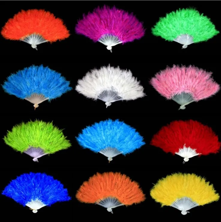 

Ball perform Prop Feather Fan dance Dance Feather fan festival Performing Fan Down Fan Colored feathers gules yellow green