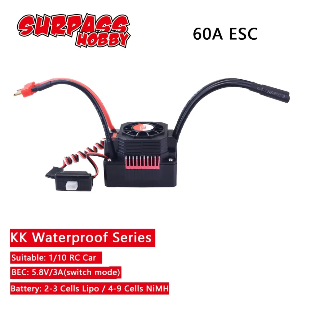 

SURPASSHOBBY KK Waterproof 60A ESC Electric Speed Controller for RC 1/10 1/12 RC Car 3660 Brushless Motor