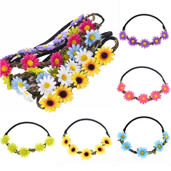 

Flower Bohemia Headband Hair Accessories Women Girls Beach Flower Hair Bands Headband for Girls Elastic Flower Crown Headband